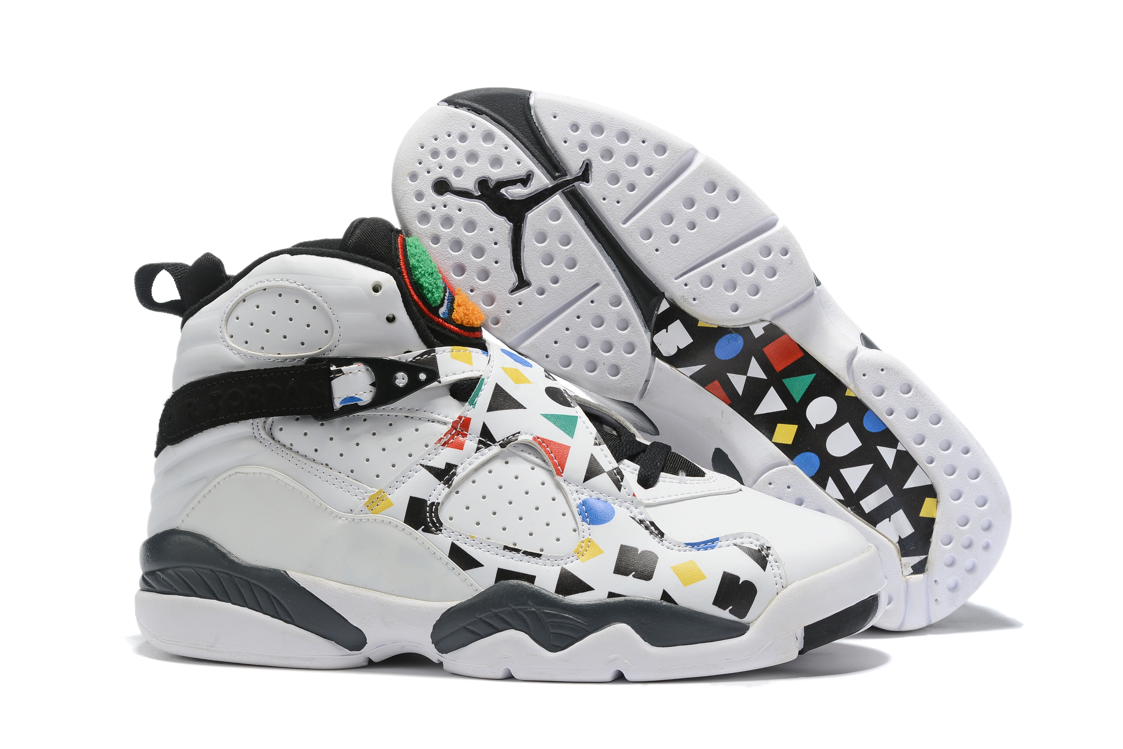 2019 Air Jordan 8 White Colorful Black Shoes